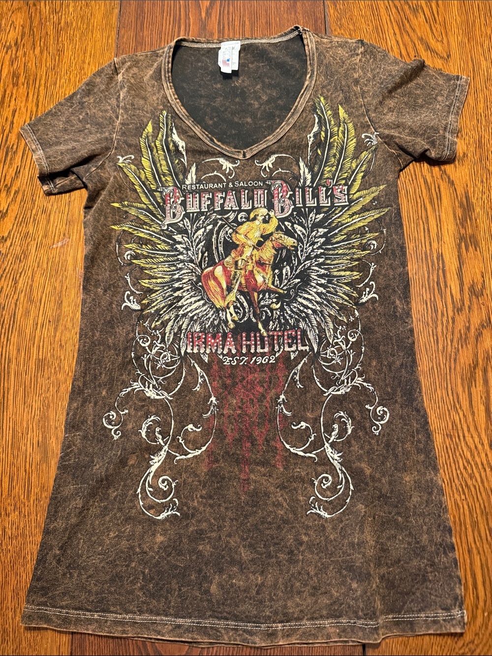 NDI Brown Vintage Wash Buffalo Bill Graphic Short Sleeve Tee